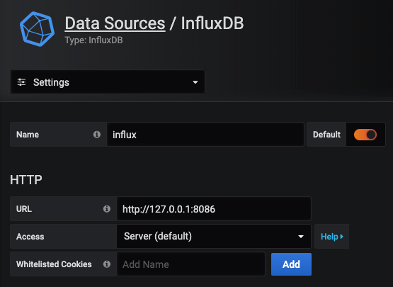 Grafana configuration for influxdb 1