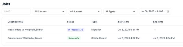 screenshot zilliz cloud job progress
