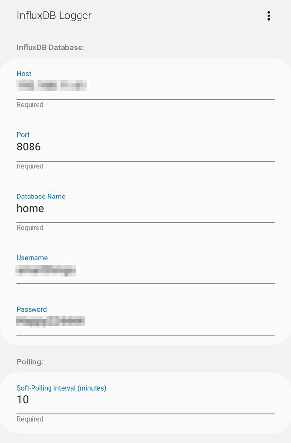 Configuring InfluxDB Settings.