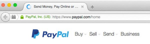 screenshot of address bar showing paypal inc company name
