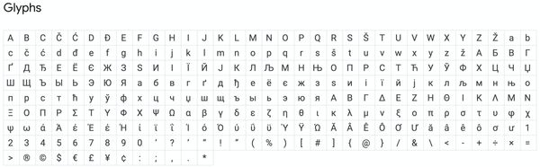image of all glyphs in the roboto font from google, showing many non-latin characters