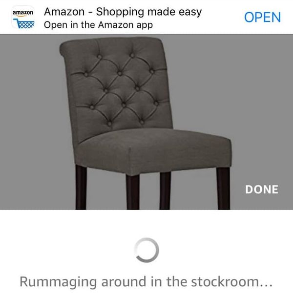 screenshot of amazon waiting screen which says: 'rummaging around in the stock room'